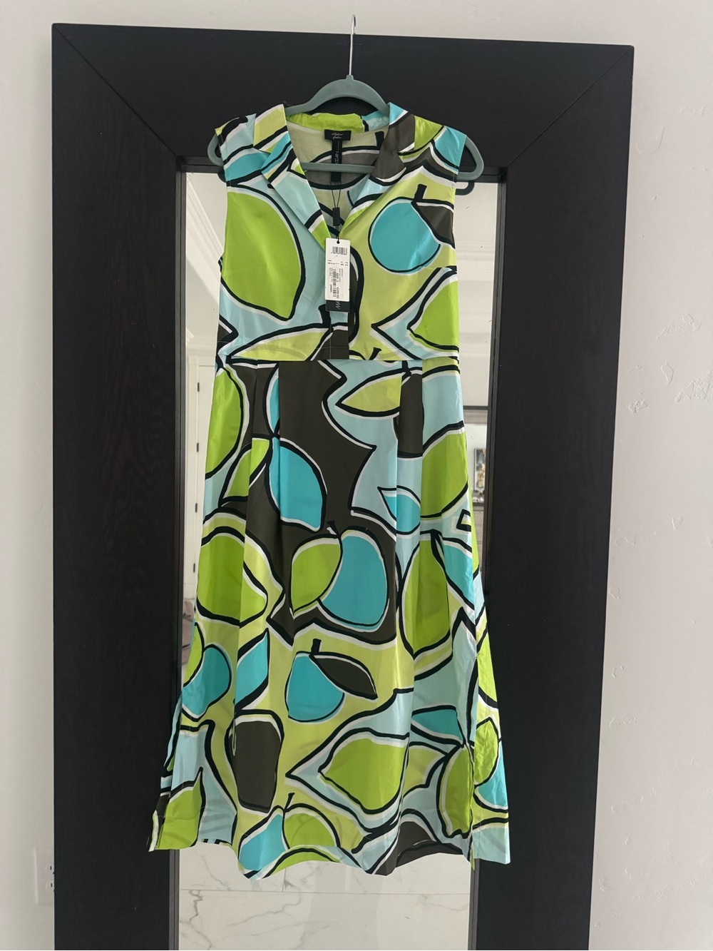 Marc Cain Lime Green & Aqua Abstract Midi Dress - Picture 3 of 3